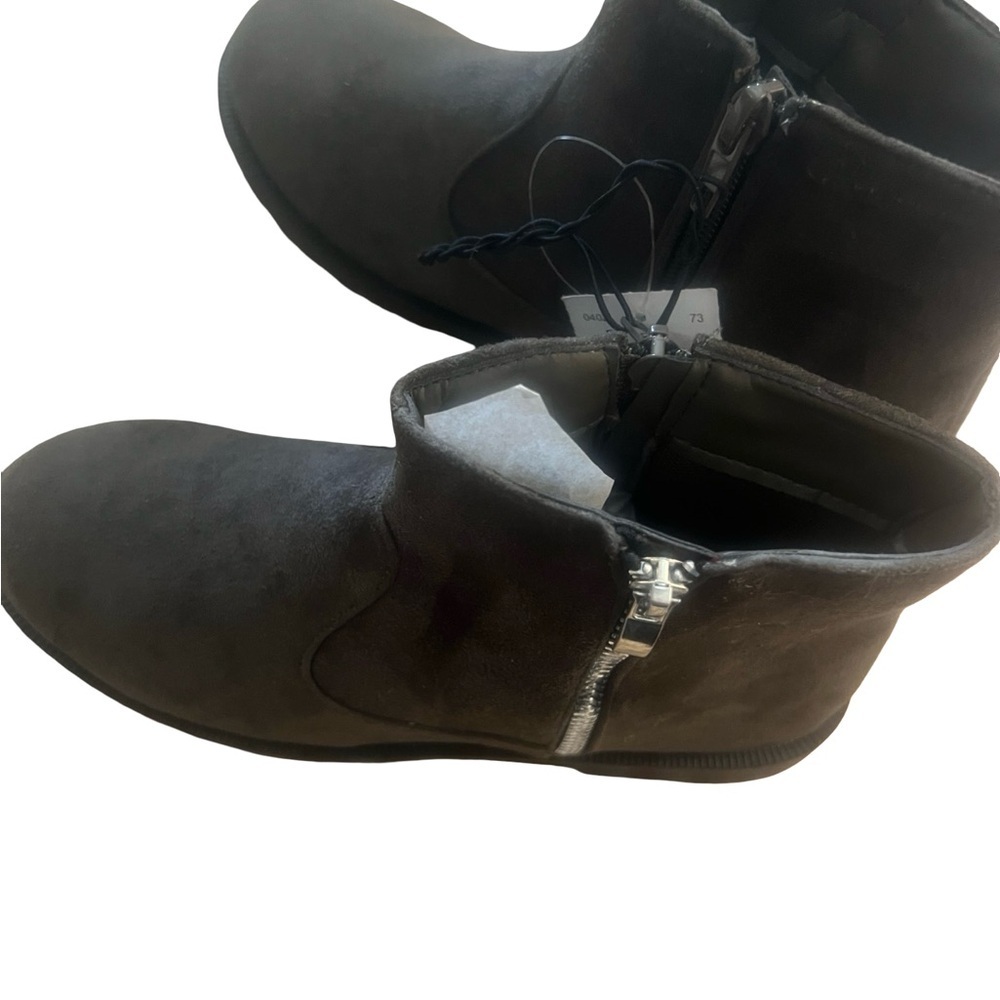 NWT Girls Faux Suede Ankle Boots| Side Zip | Winter Snow Casual Lug Sole Boots - Picture 6 of 7